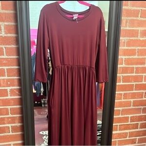Wine Red Long Sleeve Dress Large | Extra Large Fits Sizes 10 - 16 New With Tag